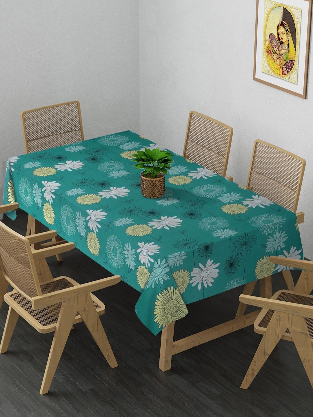 

Arrabi Green & White Floral Printed 8-Seater Table Cover