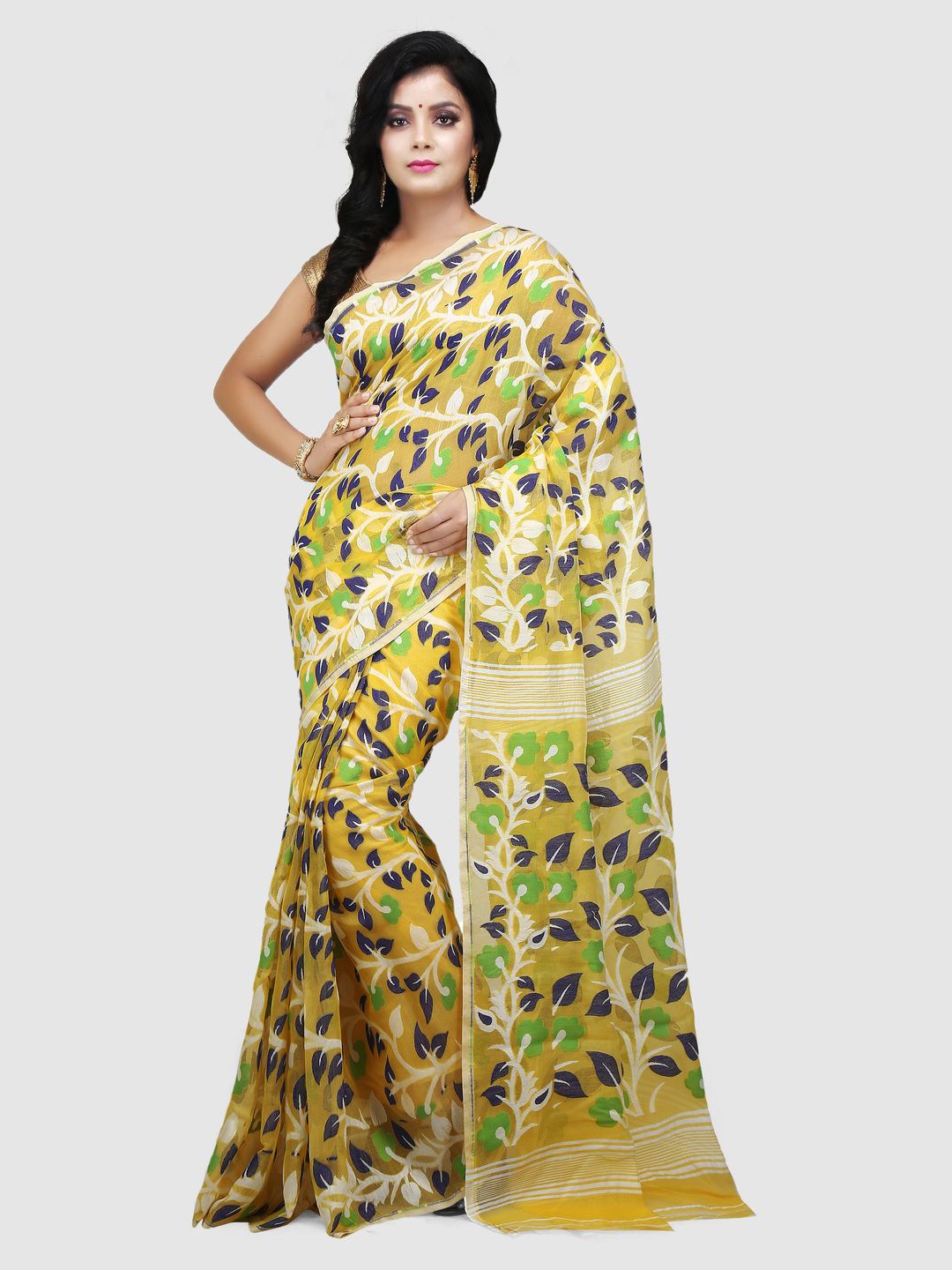 

Crochetin Woven Design Ready to Wear Saree, Yellow