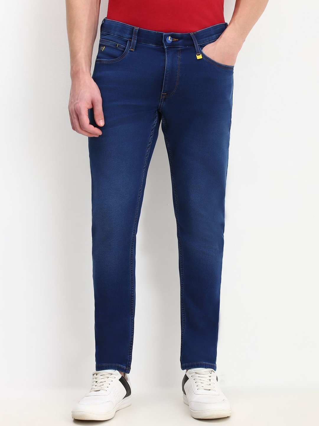

Allen Solly Men Slim Fit Light Fade Mid-Rise Cotton Jeans, Navy blue