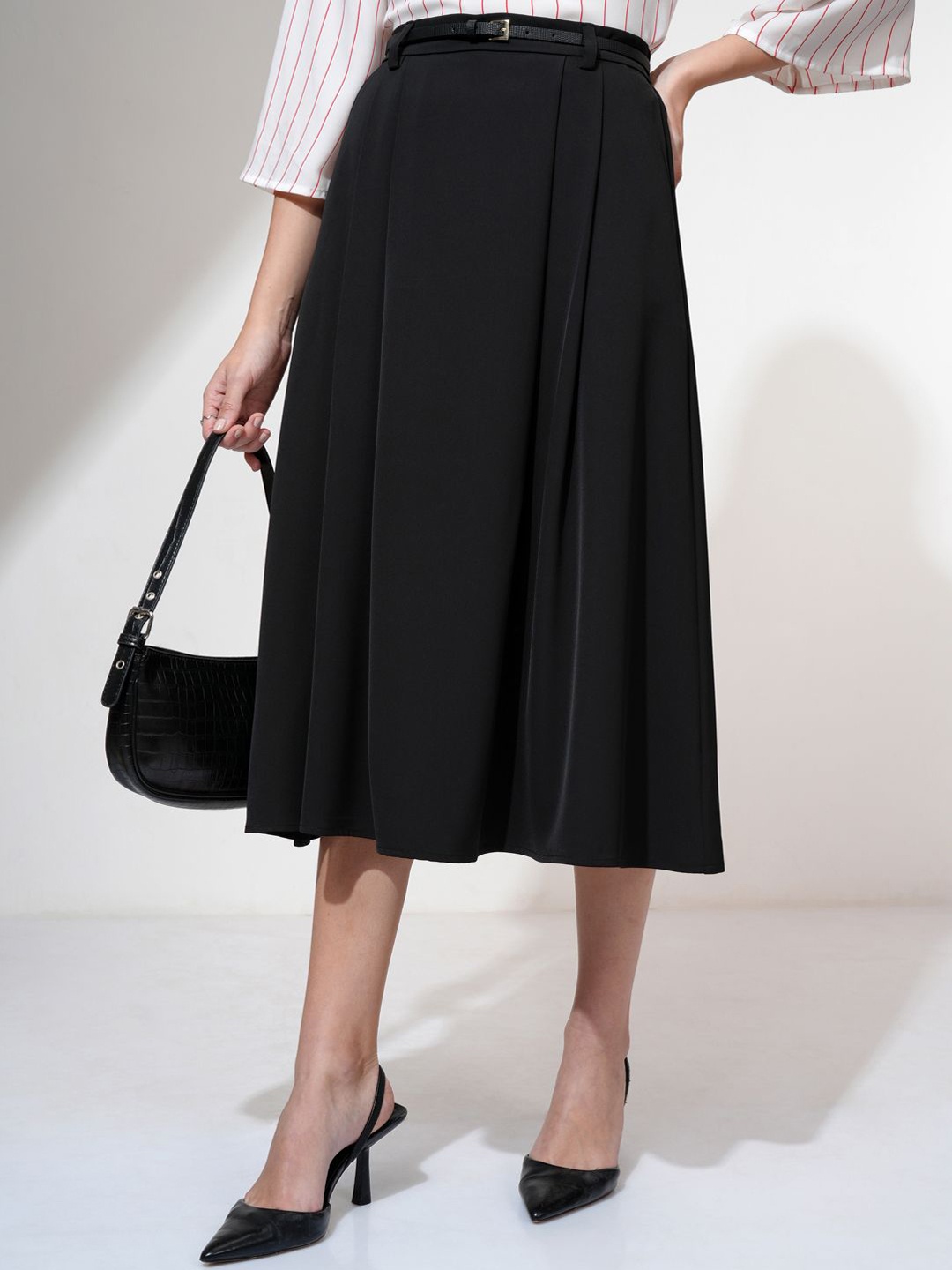 

CHIC BY TOKYO TALKIES Women A-Line Midi Skirt, Black