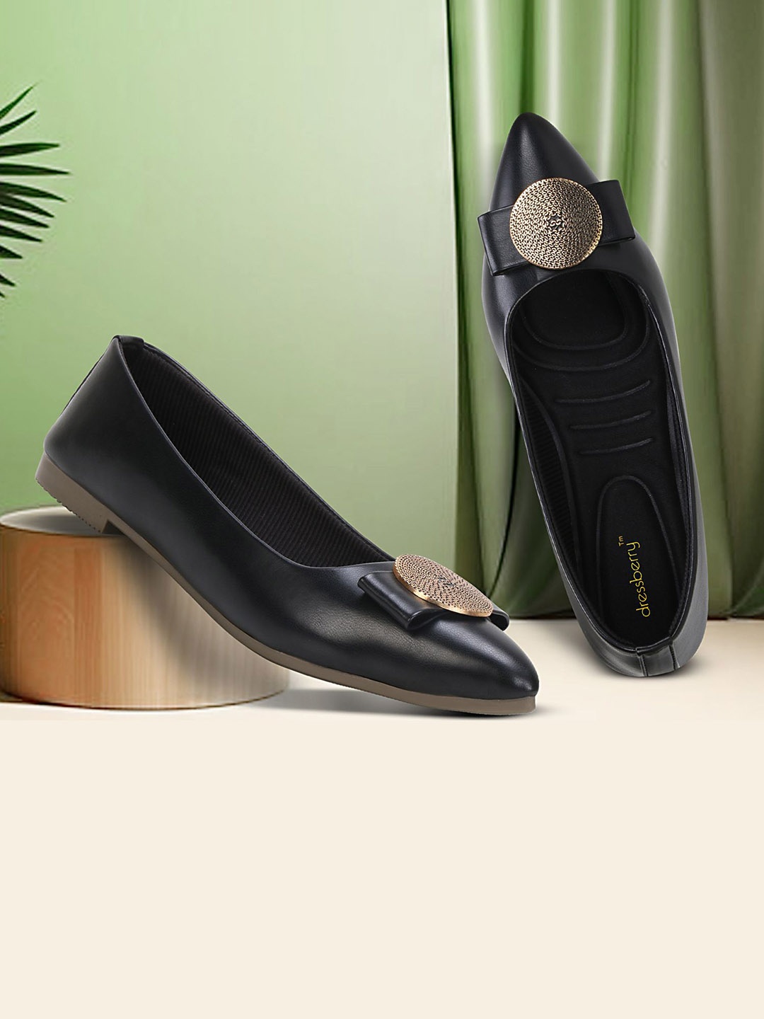 

DressBerry Women Slip-On Ballerinas Pointed Toe Flats, Black