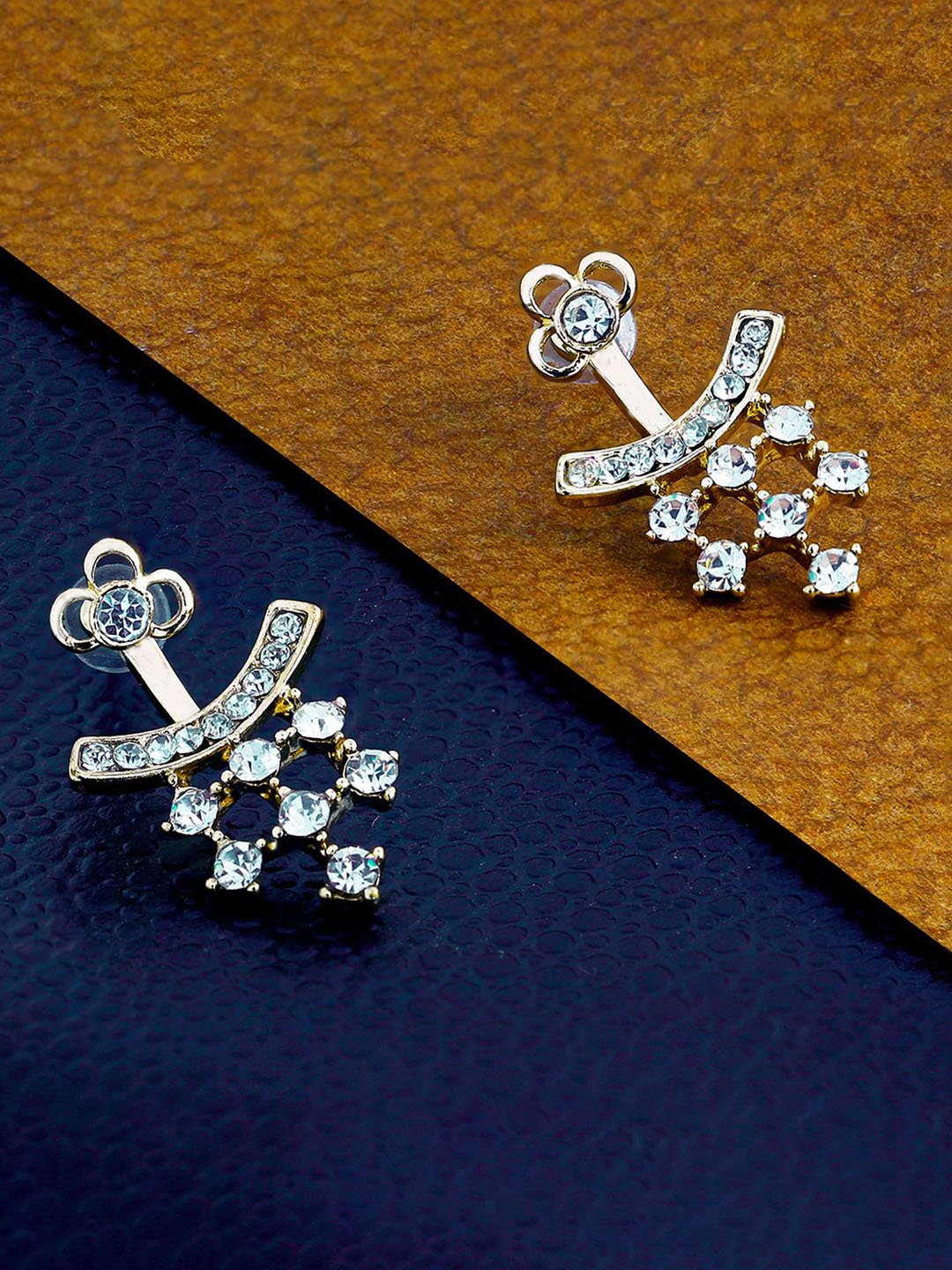 

ZIVOM Gold-Plated Contemporary Cubic Zirconia Drop Earrings