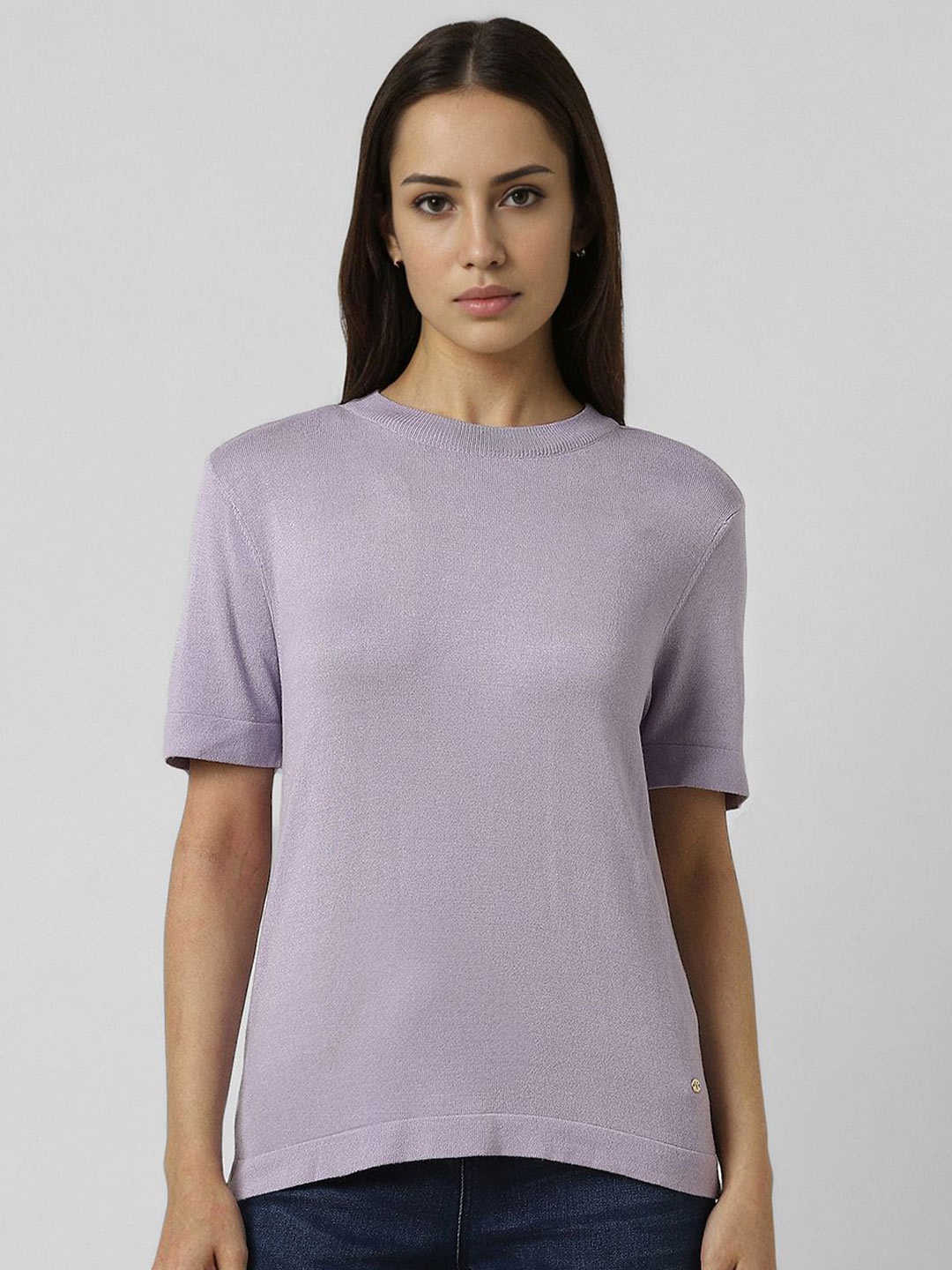 

Van Heusen Woman Round Neck Cotton Top, Lavender