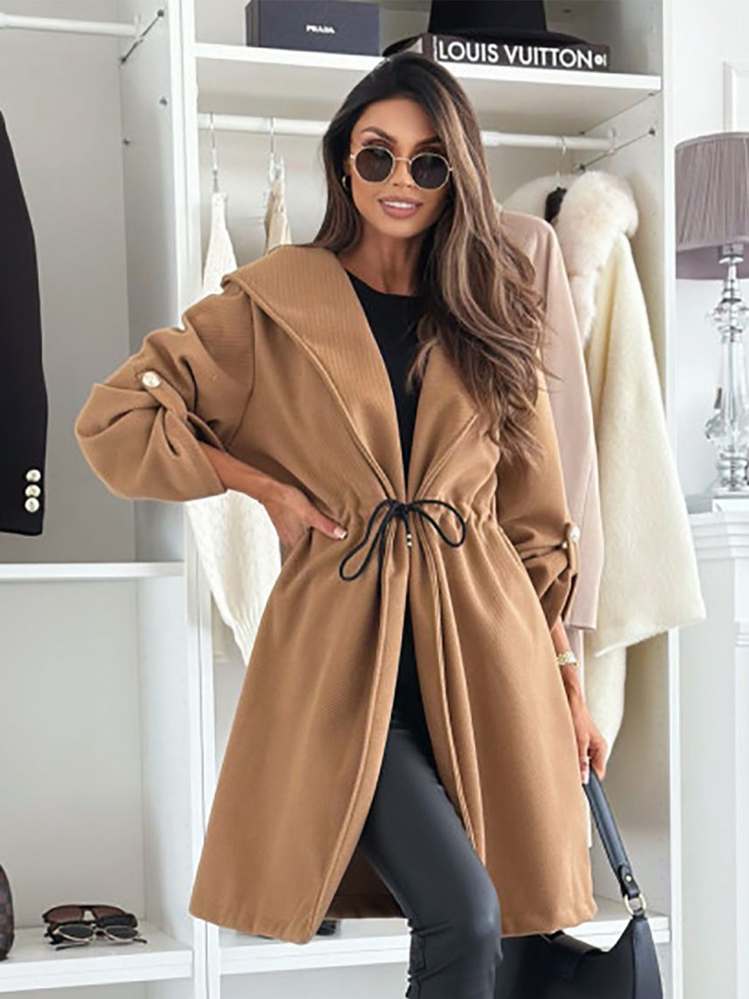 

StyleCast x Revolte Women Single-Breasted Overcoat, Khaki