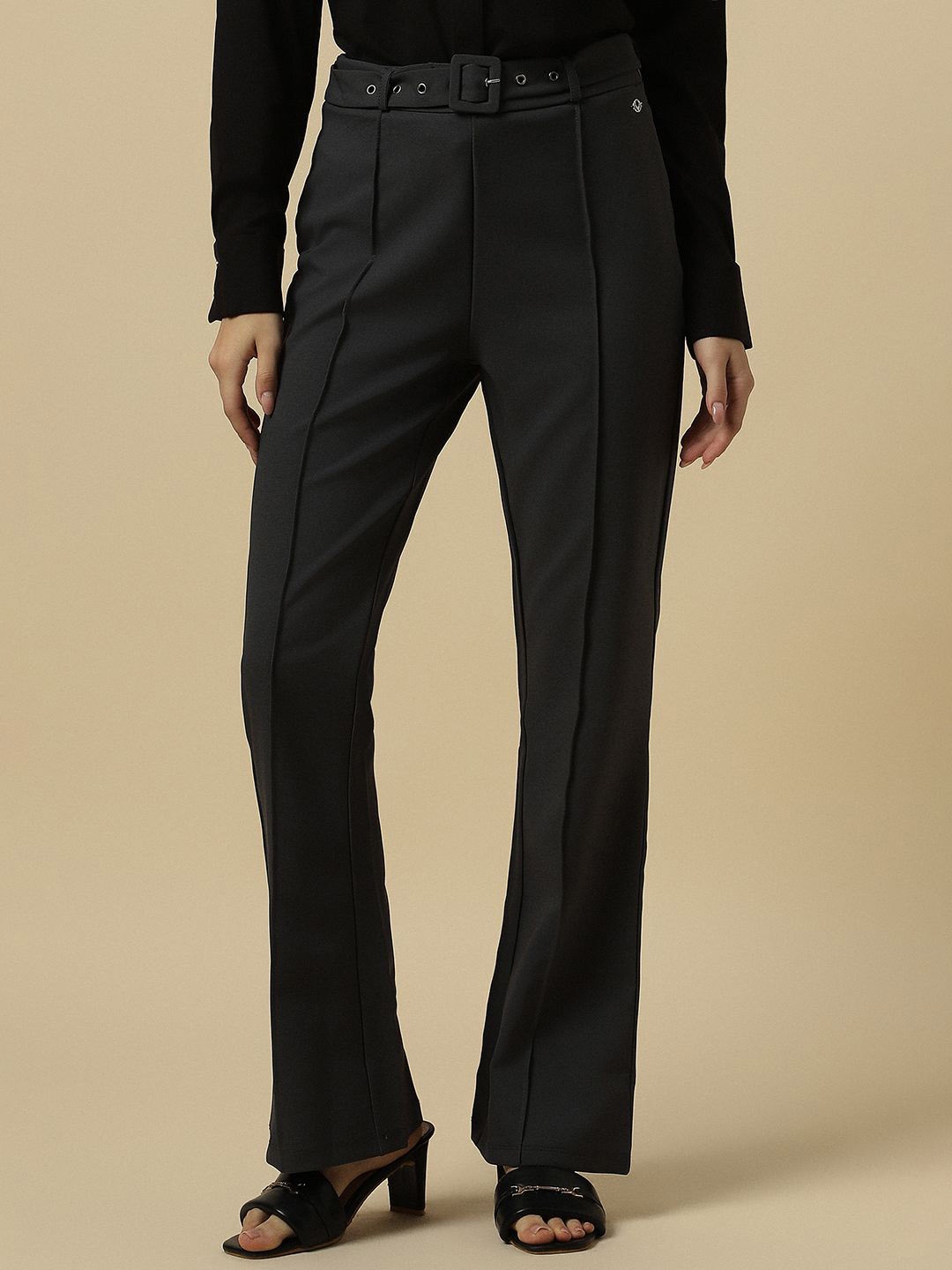

Allen Solly Woman Women Mid-Rise Formal Trousers, Charcoal
