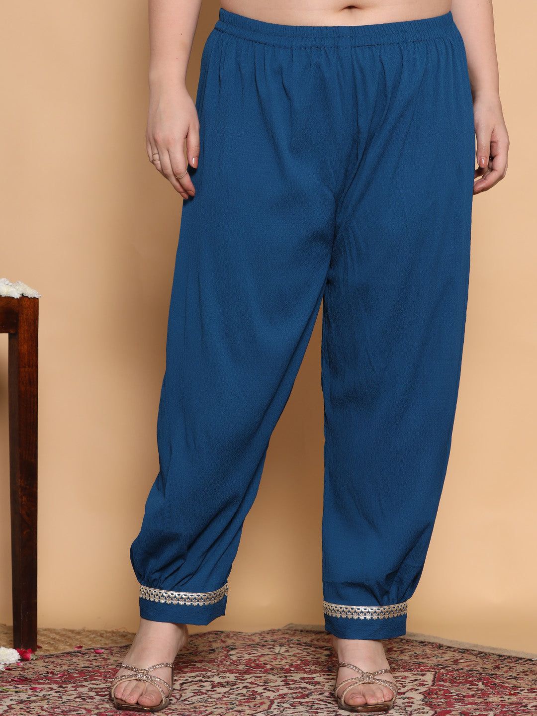 

LetsDressUp Women Loose Fit Crepe Salwar, Blue