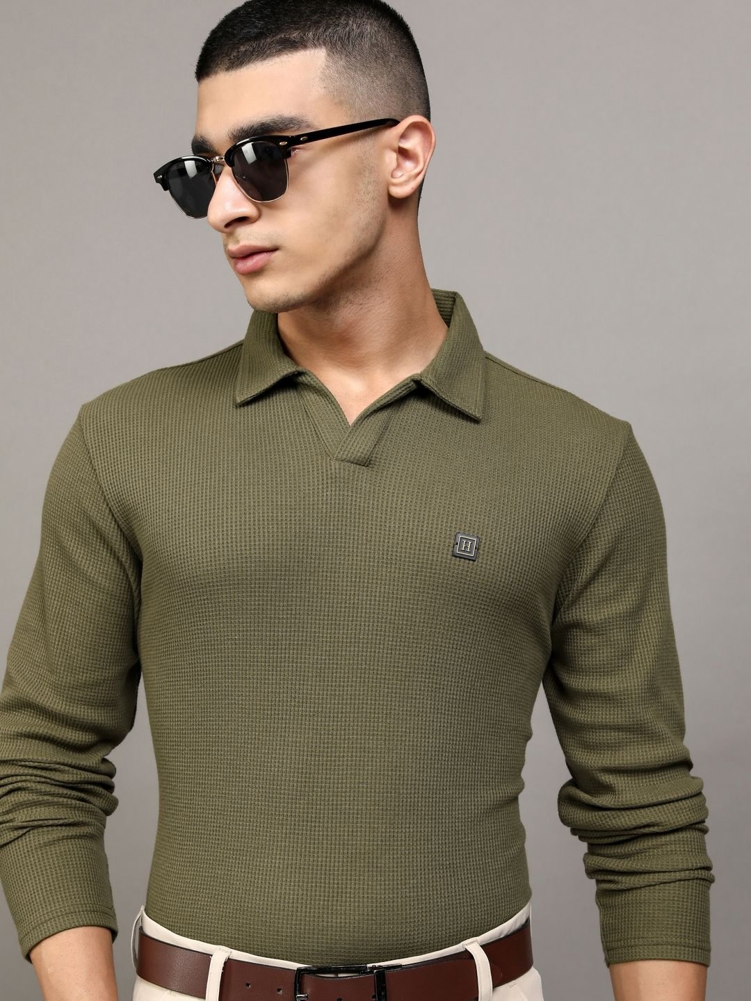 

HIGHLANDER Men Polo Collar T-shirt, Khaki