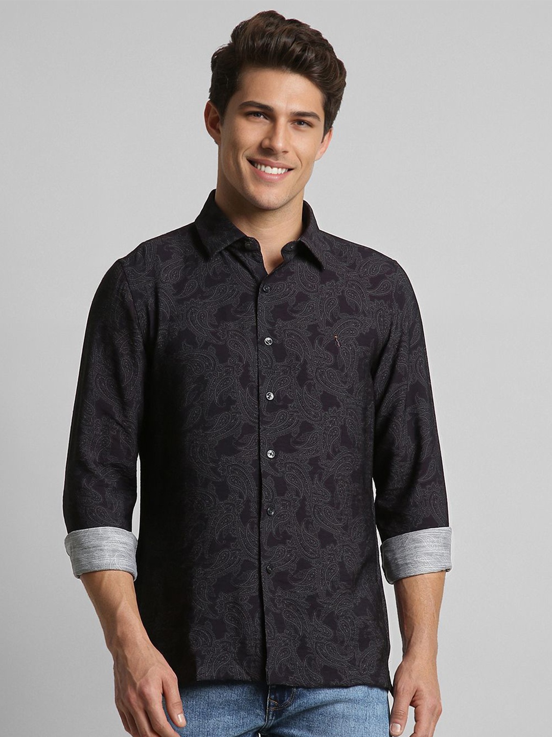 

SIMON CARTER LONDON Men Slim Fit Floral Opaque Printed Casual Shirt, Black
