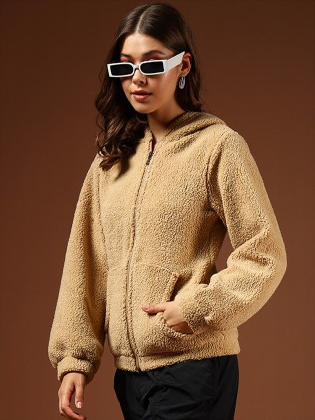 

The Dry State Women Hooded Sweatshirt, Camel brown