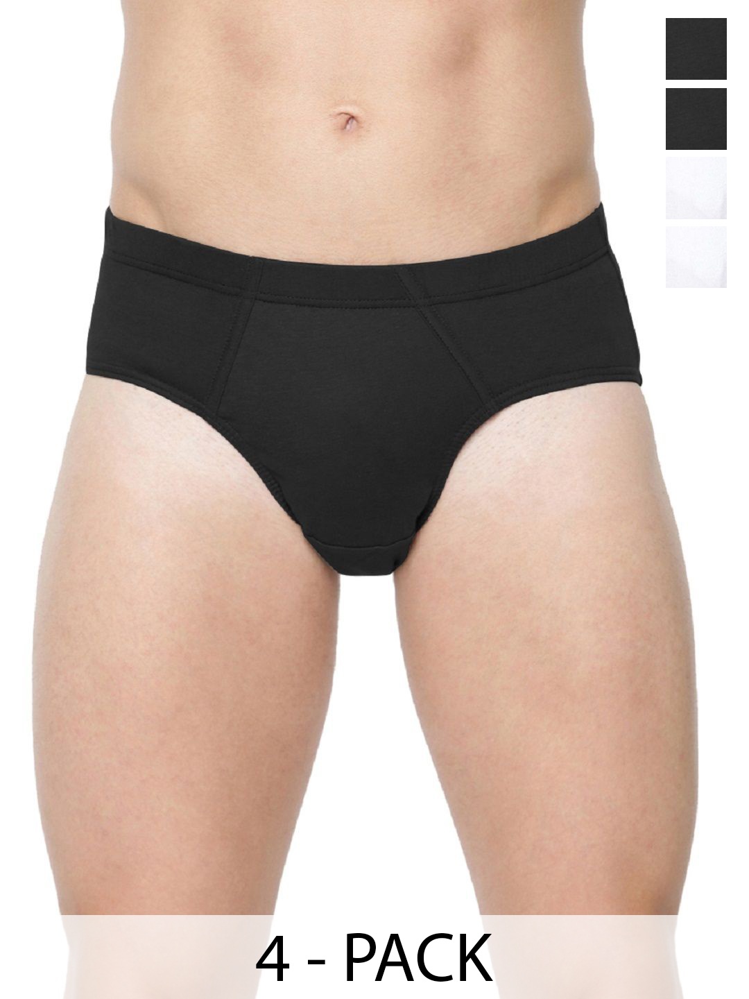 

RAMRAJ Mens Cotton White&Black Inner Elastic Brief - Pack of 4