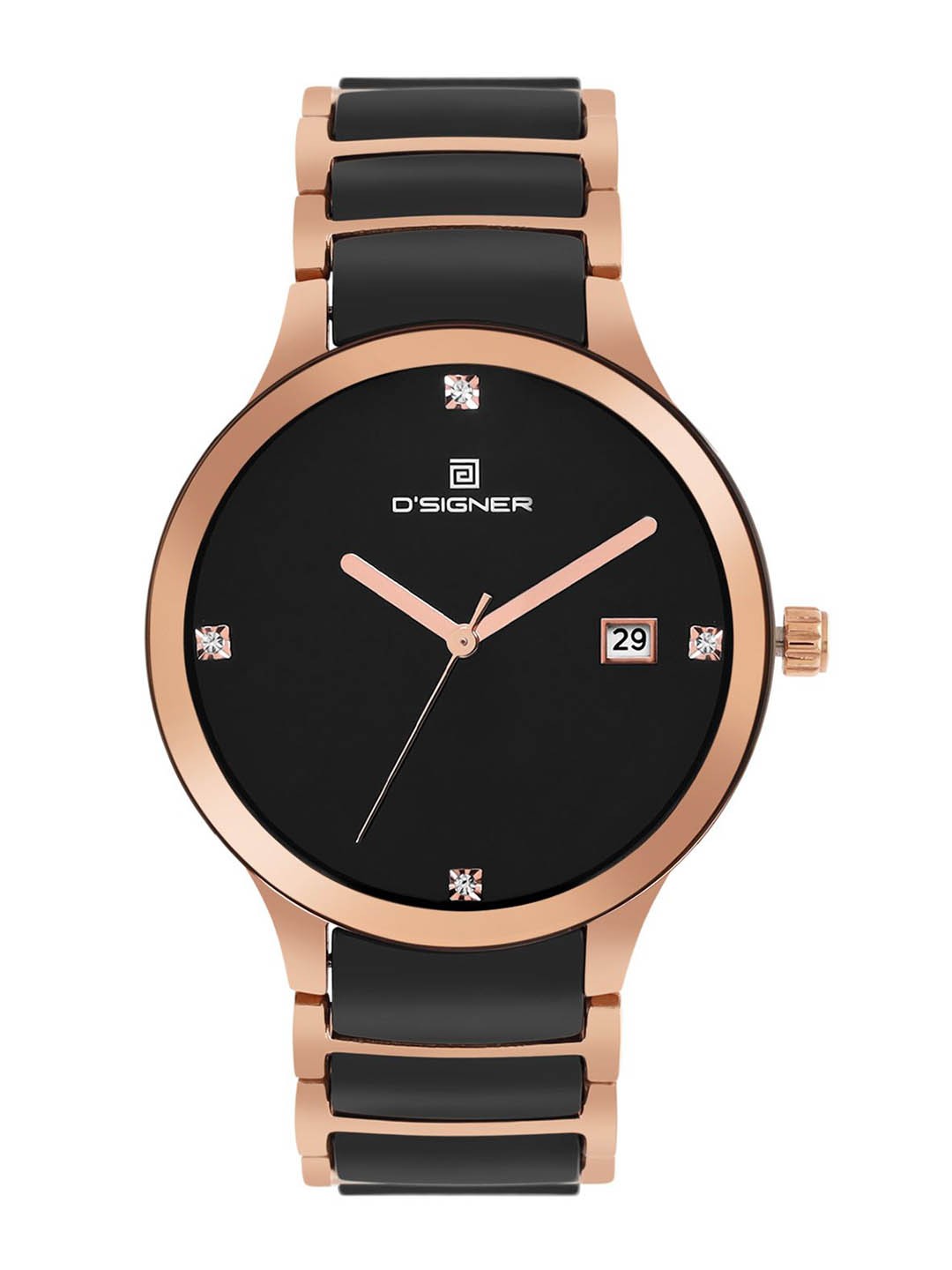

Dsigner Men Brass Dial & Bracelet Style Straps Analogue Watch 746RGBCRM.3G, Black