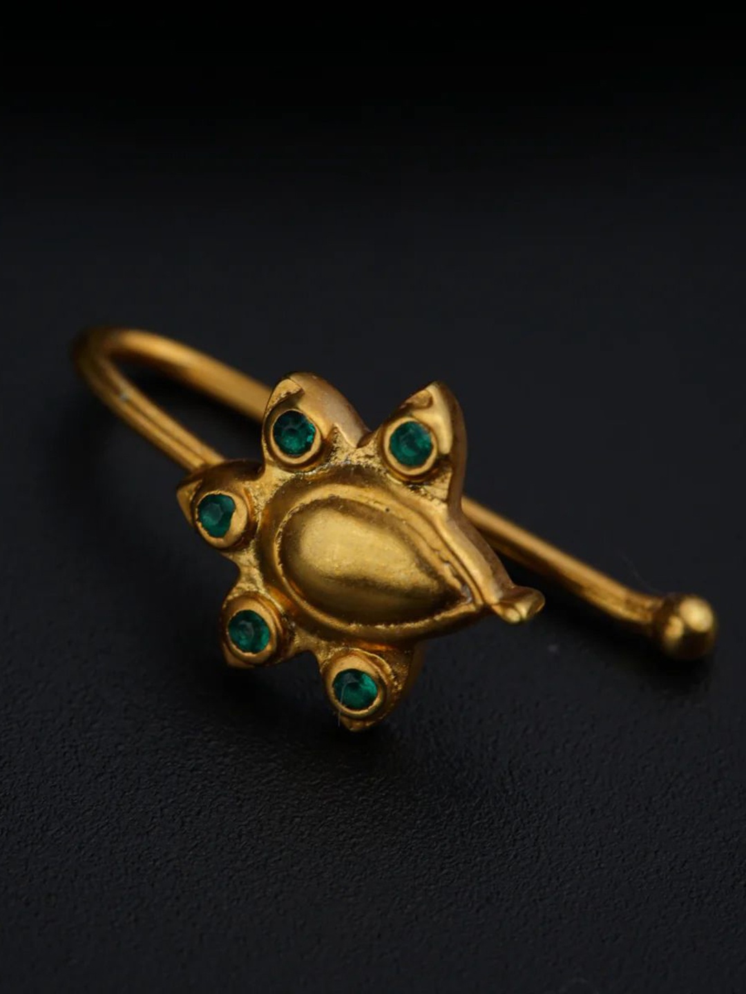 

House of Aadyaa Sterling Silver Gold-Plated Stone Studded Stud Nosepin