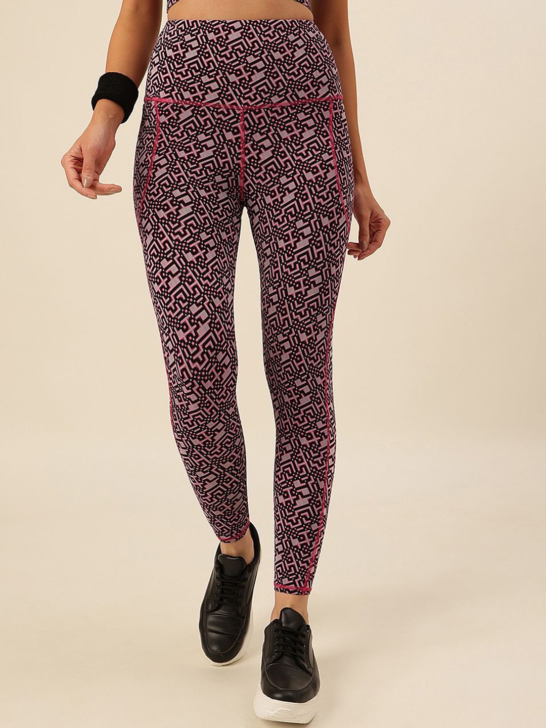 

CUKOO Women Printed Ankle Length Sports Tights, Purple