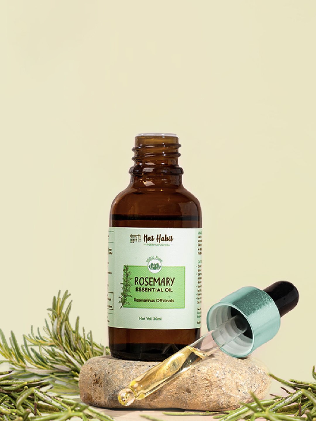 

Nat Habit Pure Rosemary Essential Oil - 30ml, Green