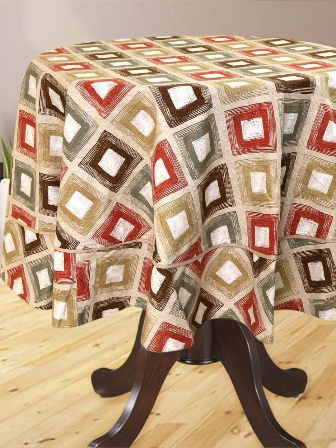 

BILBERRY Furnishing by preeti grover White Set of 2 Geometric Printed Cotton Round 2-Seater Table Cover