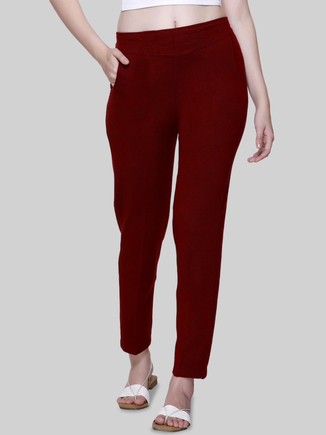 

Pampara Women High-Rise Non Iron Trousers, Maroon