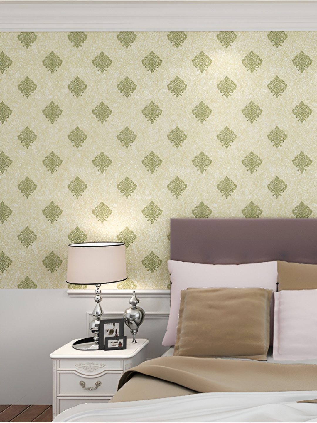 

Asian royal Beige & Green Printed Self-Adhesive Waterproof Wallpaper