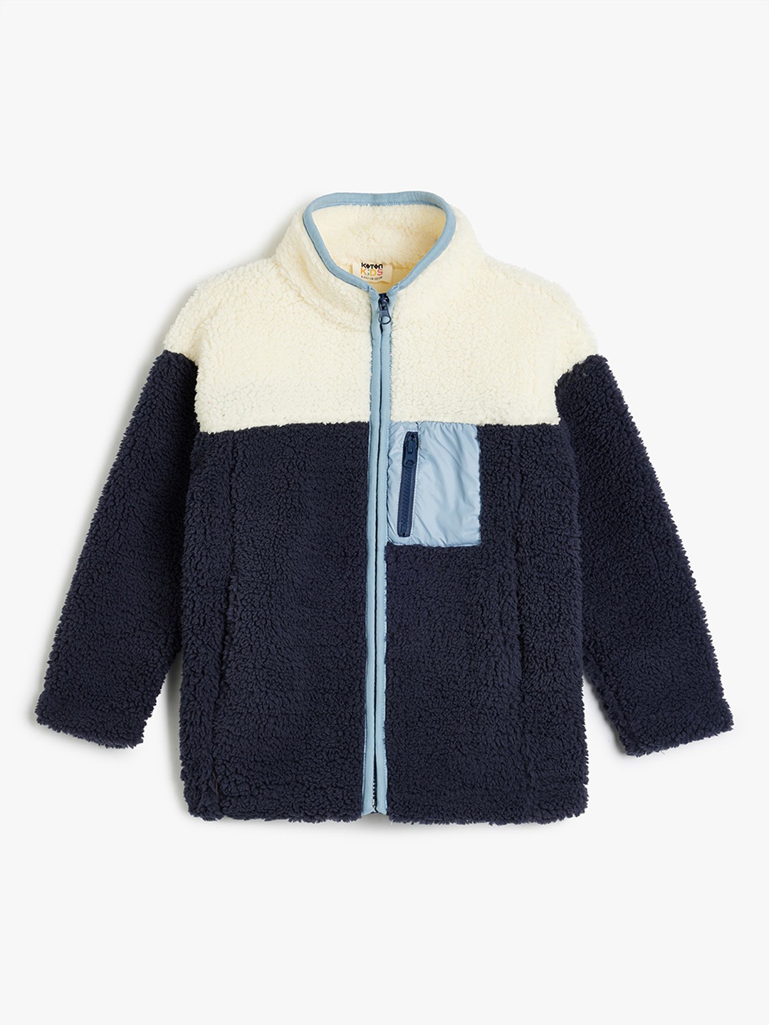 

Koton Boys Colourblocked Padded Jacket with Patchwork, Blue