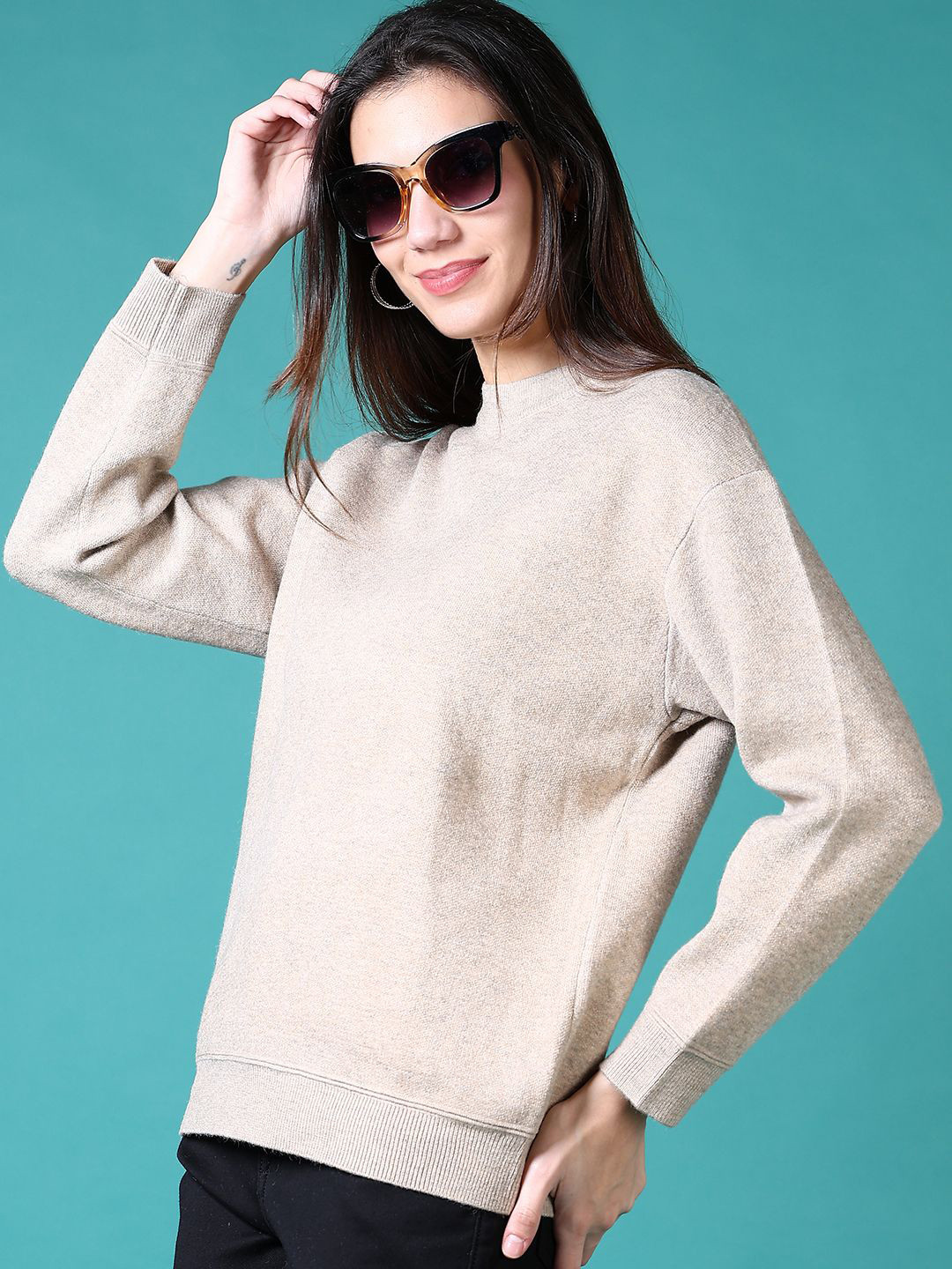 

V-Mart Women Cotton Long Sleeves Pullover, Beige