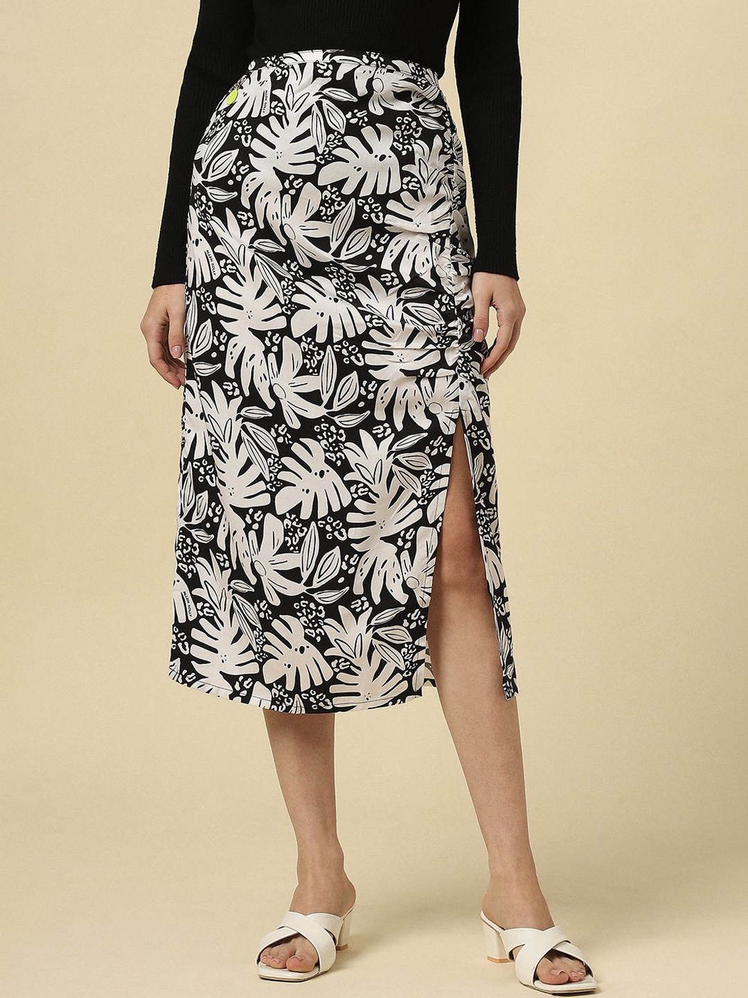 

Allen Solly Woman Women Printed Midi Skirts, Black