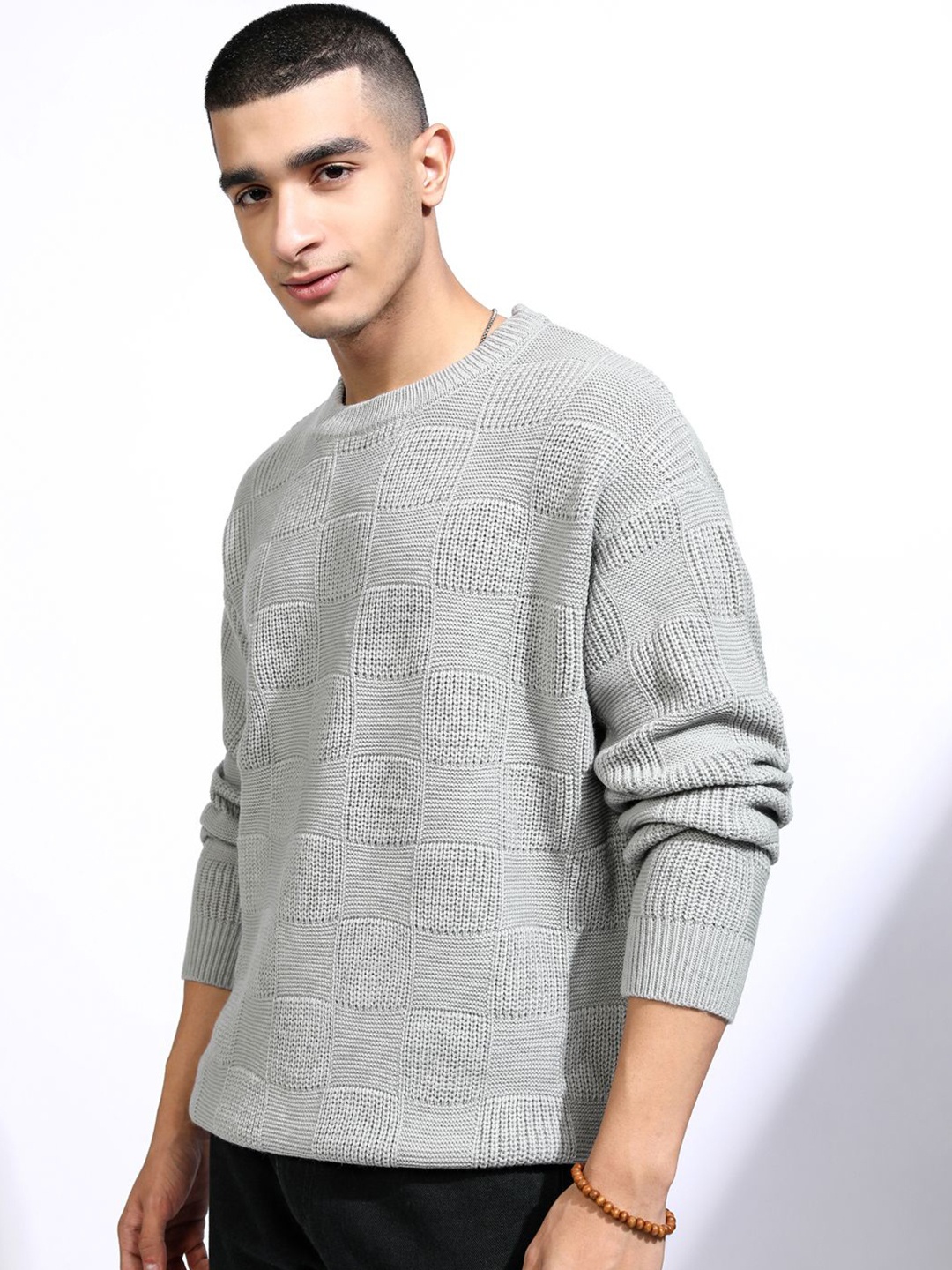 

HIGHLANDER Men Checked Pullover, Grey