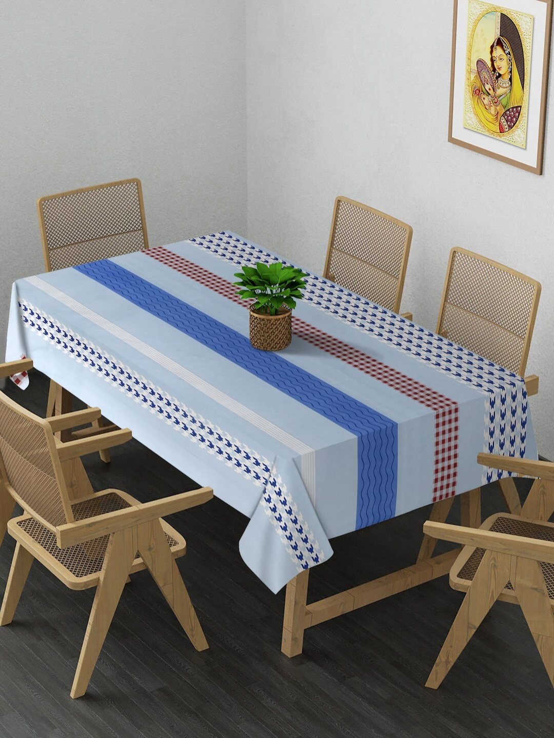 

Arrabi Blue & White Striped 8-Seater Table Cover