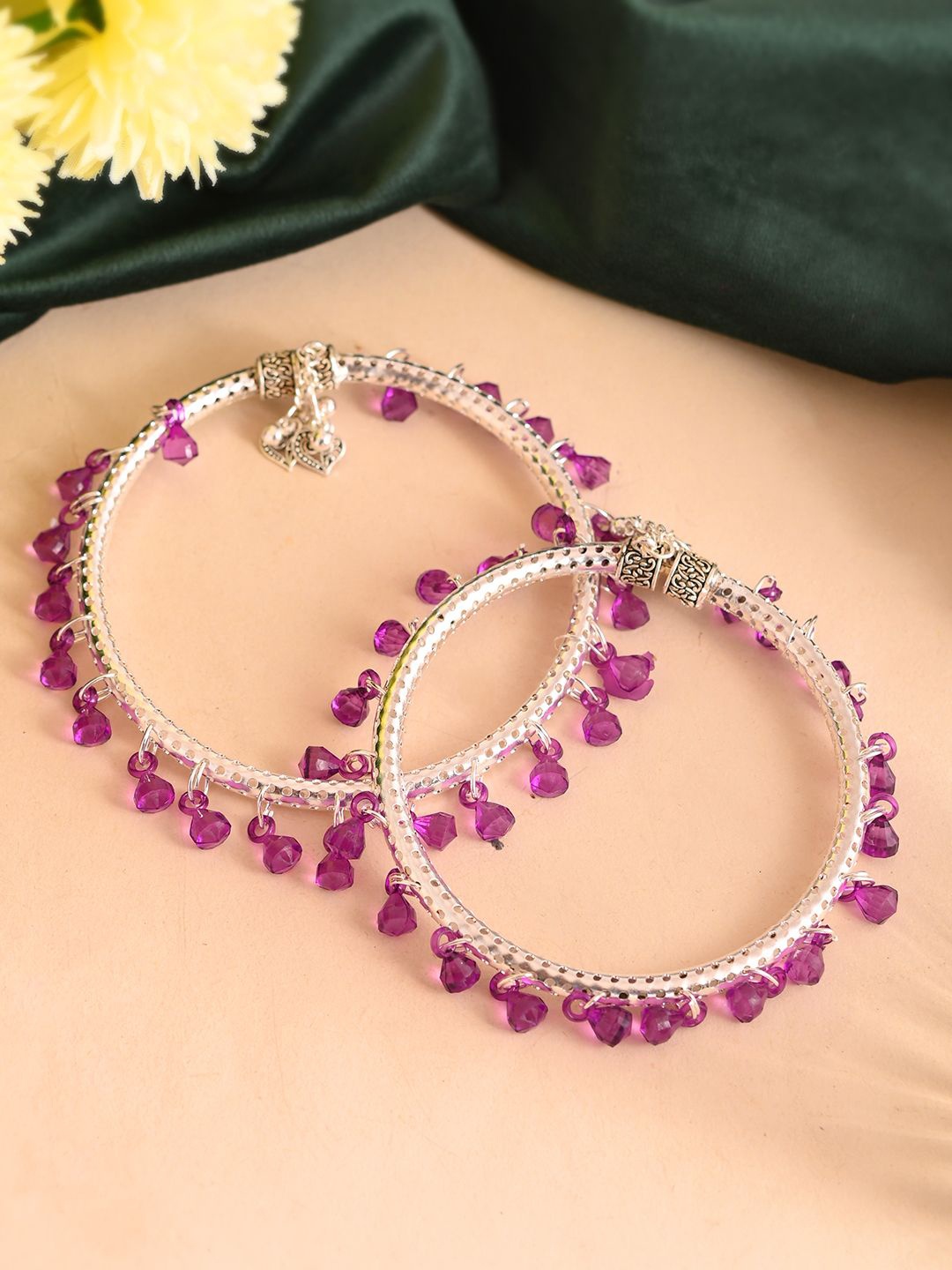 

Silvermerc Designs Silver-Plated Beaded Anklets