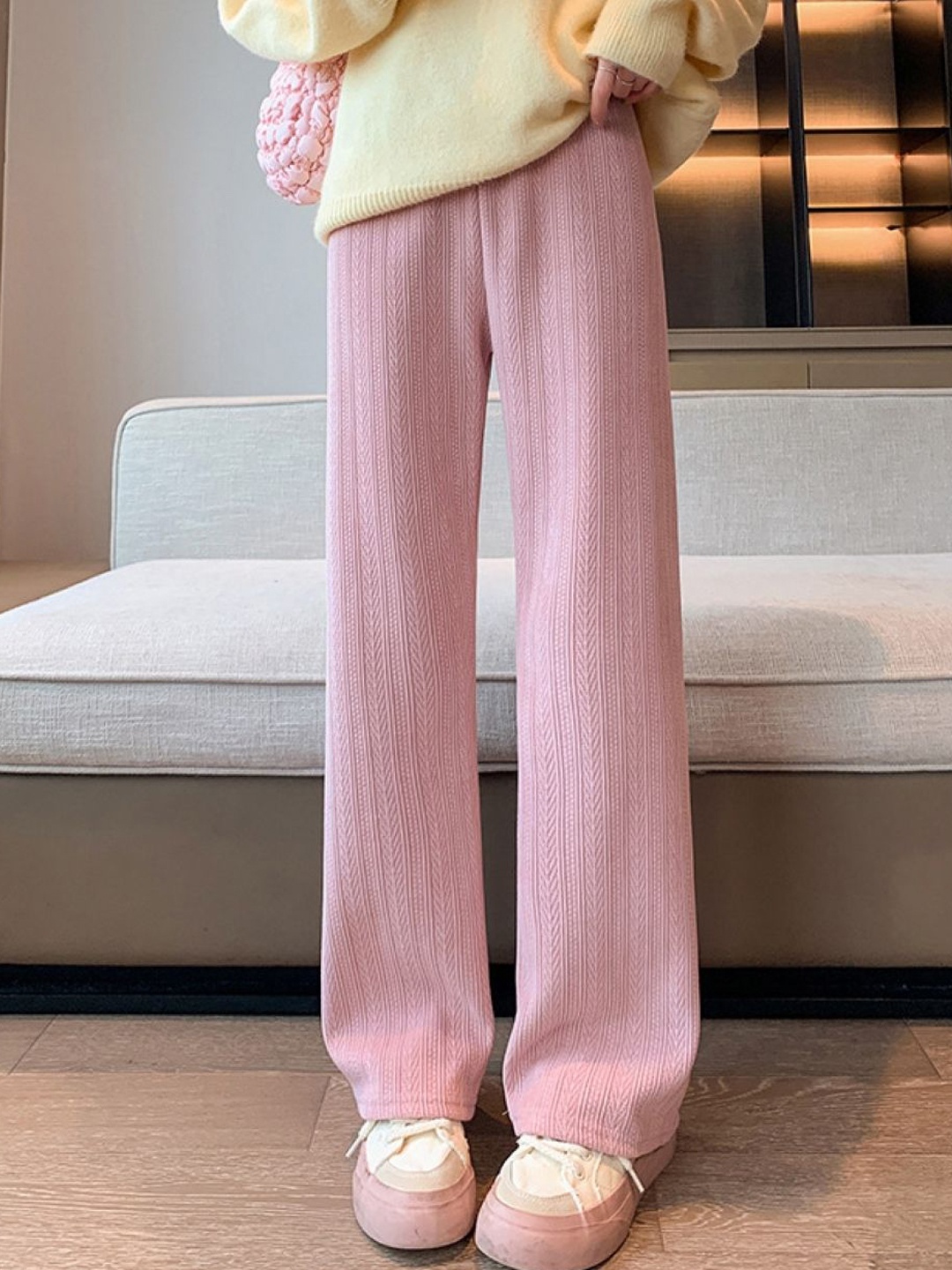 

StyleCast Women Mid-Rise Original Wide Leg Trousers, Pink
