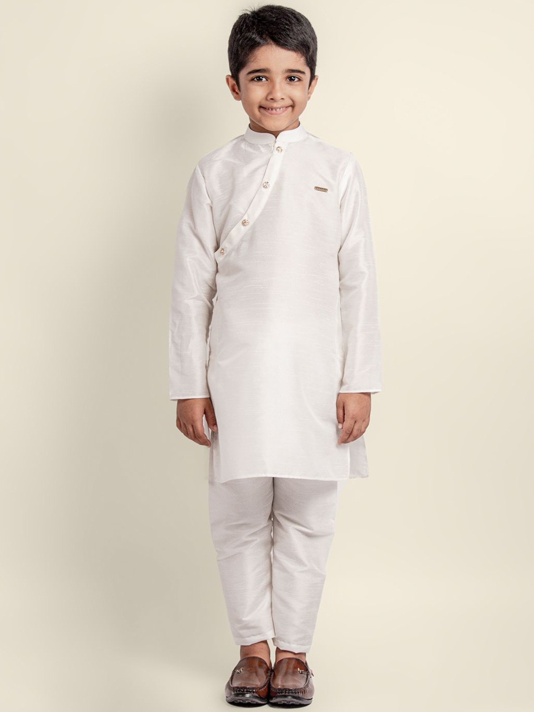 

DEVOILER Boys Mandarin Collar Straight Kurta, White