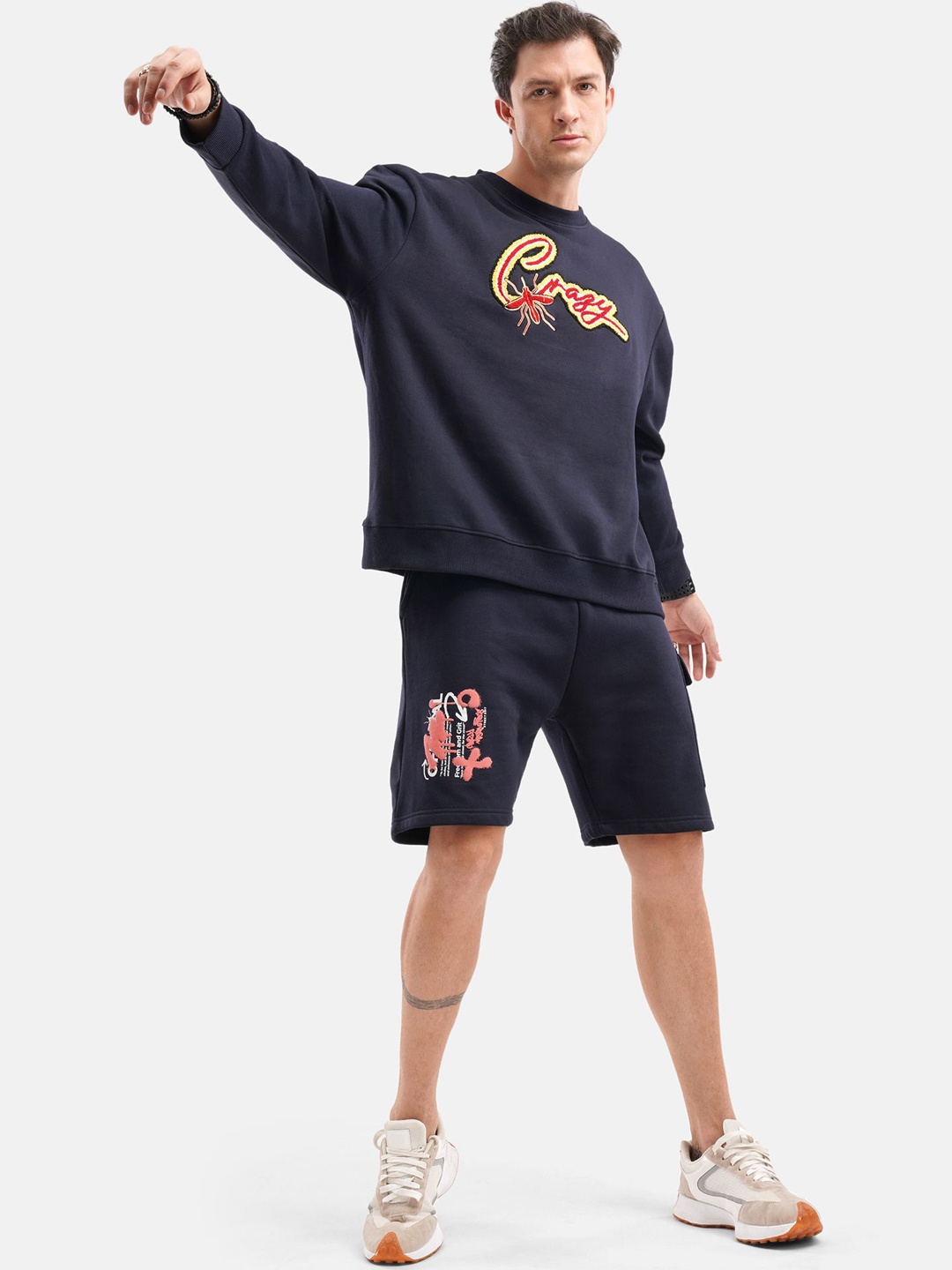 

Crazy Mosquitoes Men Mid-Rise Regular Fit Shorts, Navy blue