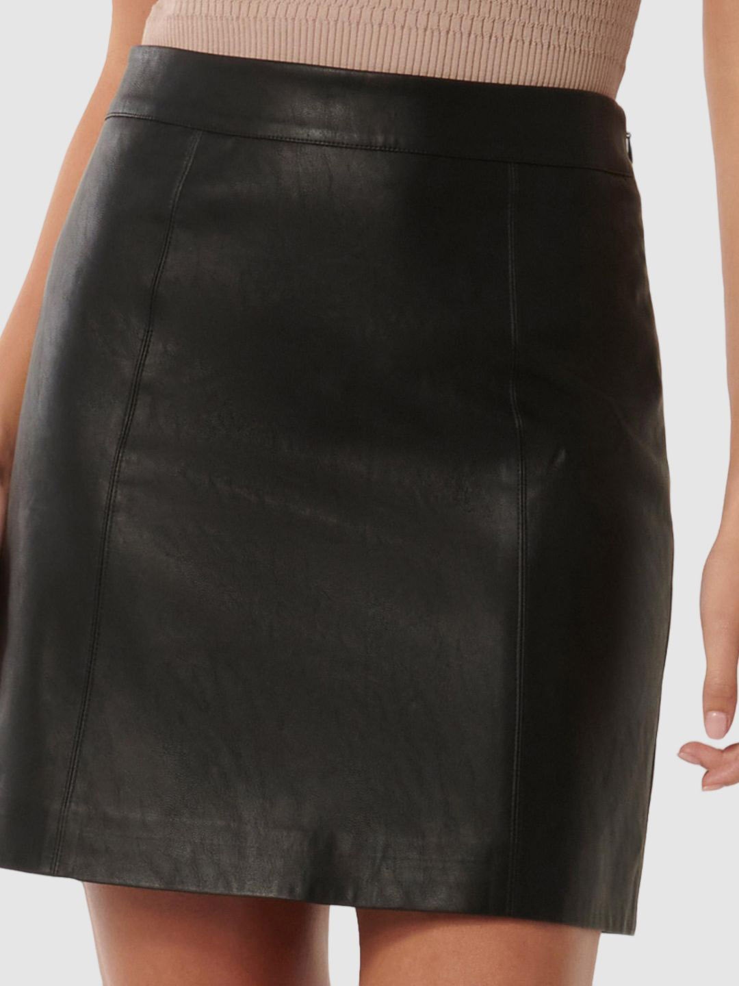 

Forever New Women Vegan Leather PU Coated A-Line Mini Skirt, Black