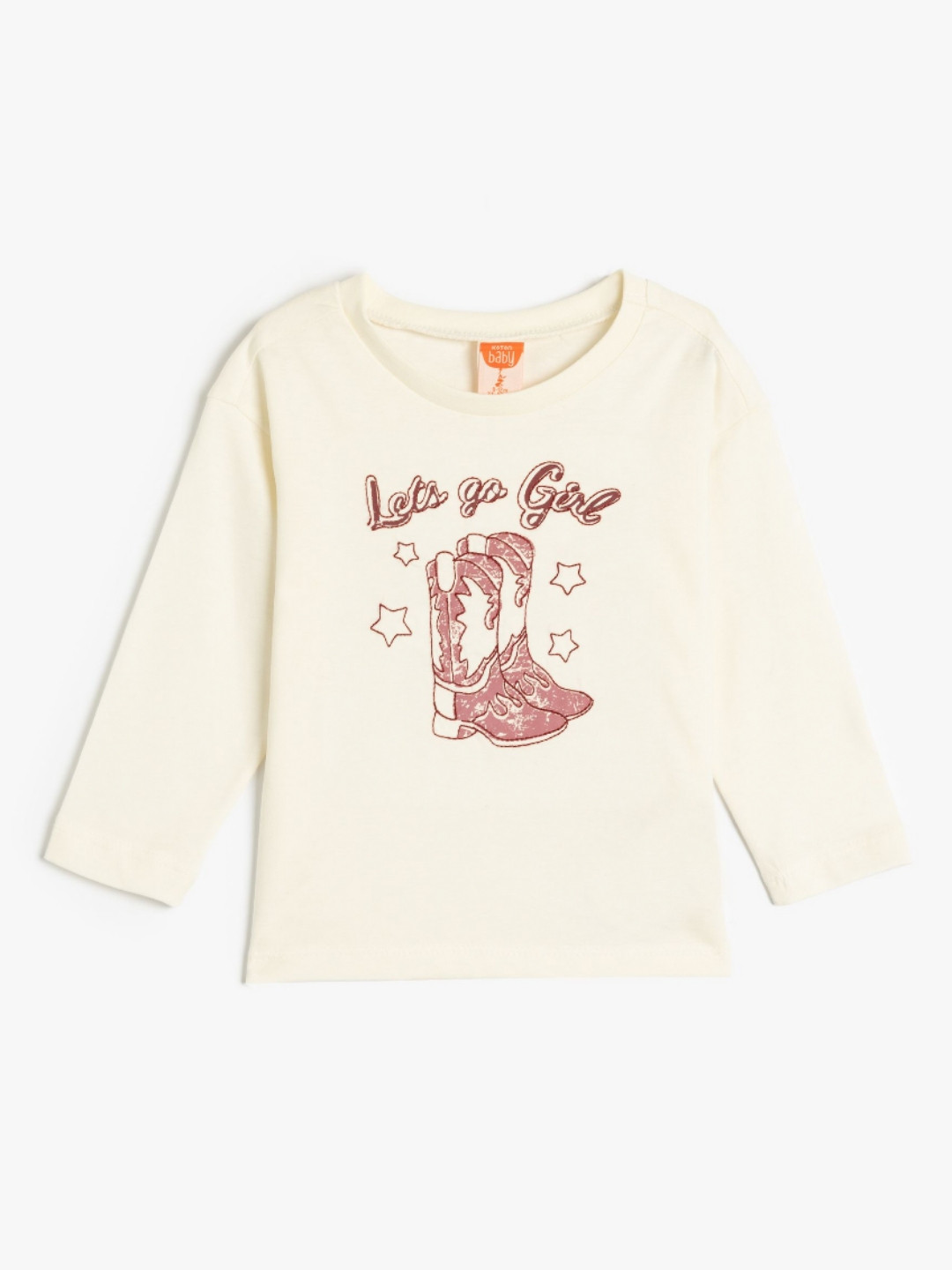 

Koton Girls Graphic Printed Round Neck Cotton T-shirt, Beige