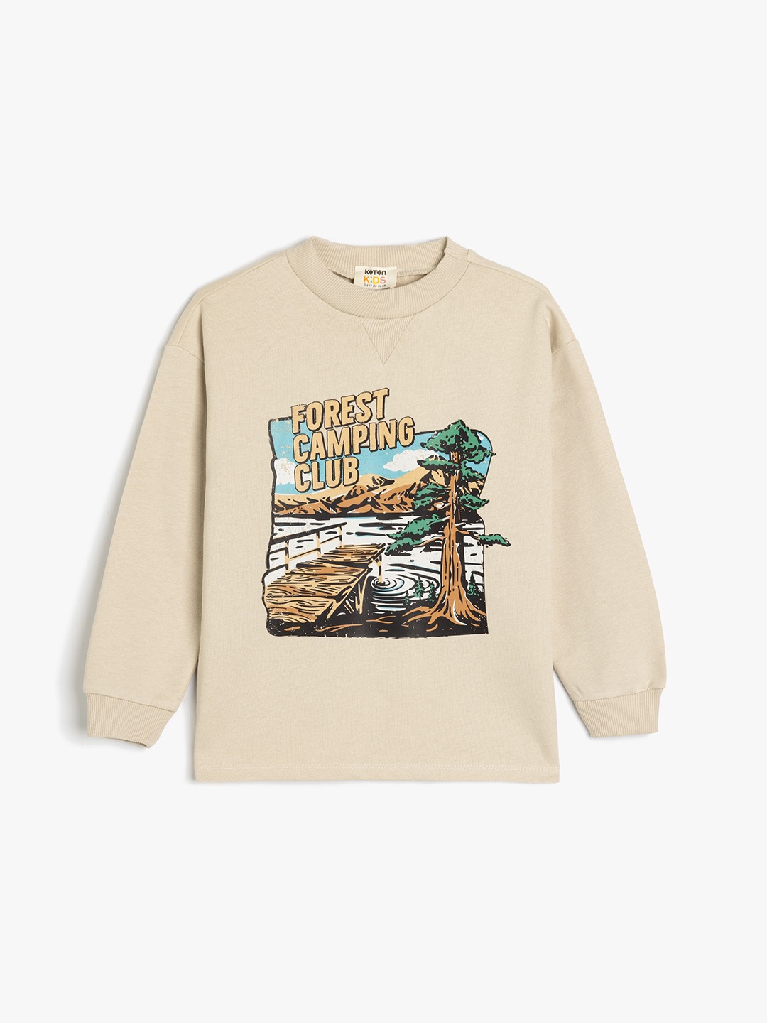 

Koton Boys Cotton Graphic Printed Pullover Sweatshirt, Beige