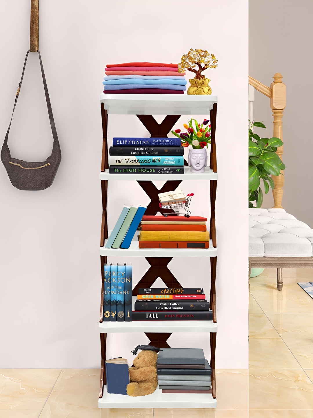 

Urban Choice Brown & White 5- Tier Rectangle Bookshelf Rack