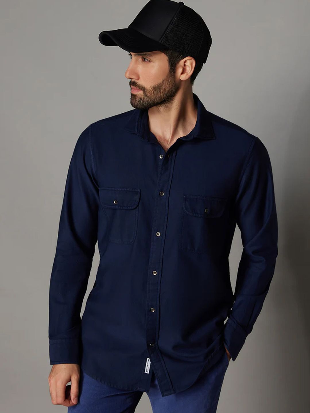 

Bombay Shirt Company Men Opaque Casual Shirts, Navy blue