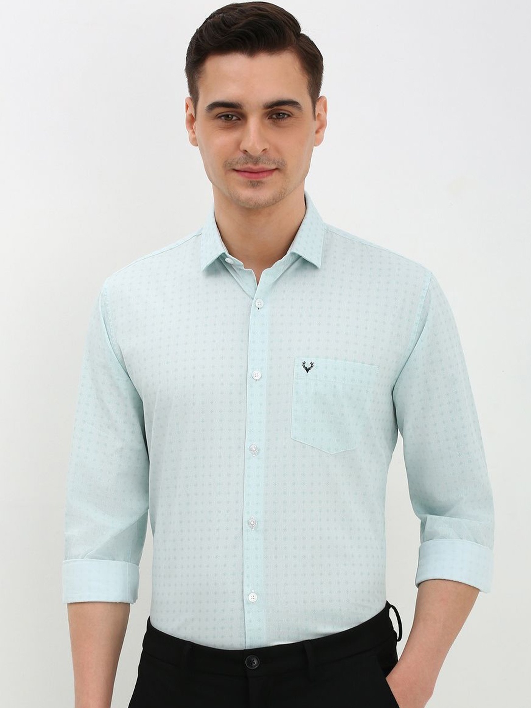 

Allen Solly Men Slim Fit Floral Opaque Printed Formal Shirt, Blue
