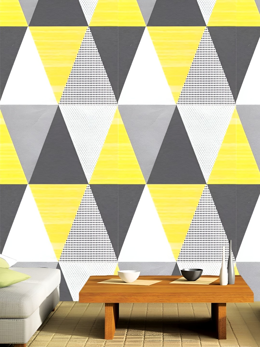

Asian royal White & Yellow Printed Waterproof Wallpaper