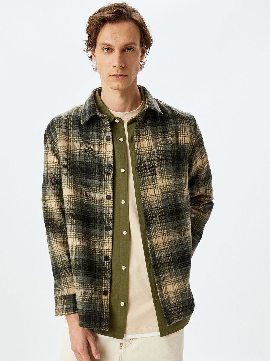 

Koton Men Tartan Checks Opaque Checked Casual Shirt, Green