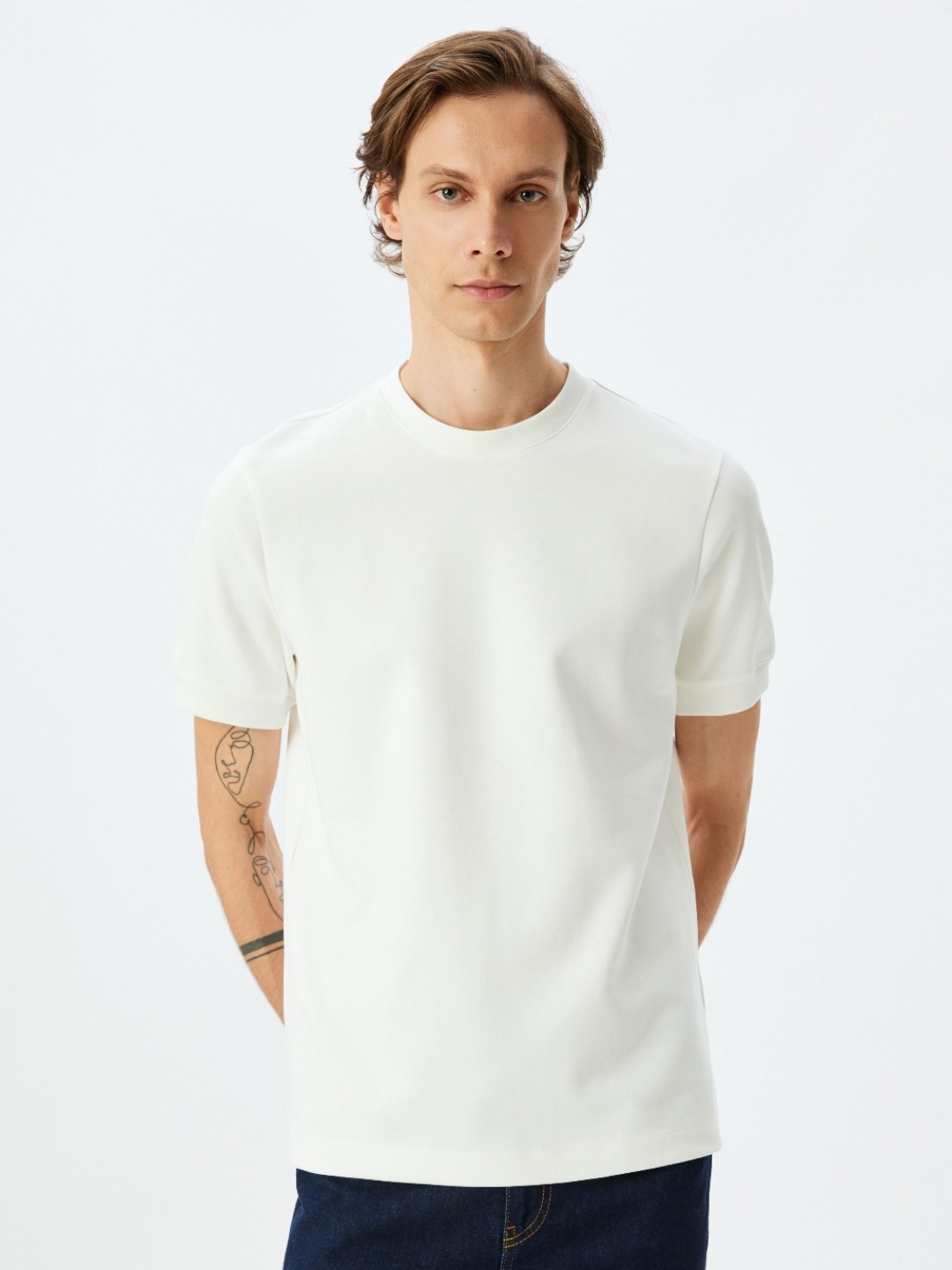 

Koton Men Solid Round Neck Cotton T-shirt, White