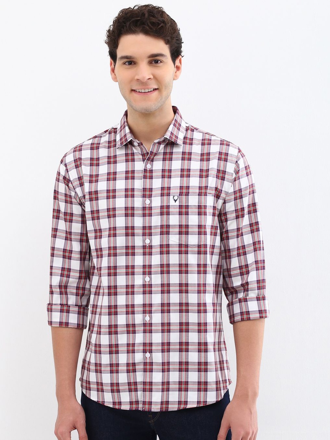 

Allen Solly Men Slim Fit Opaque Checked Casual Shirt, White