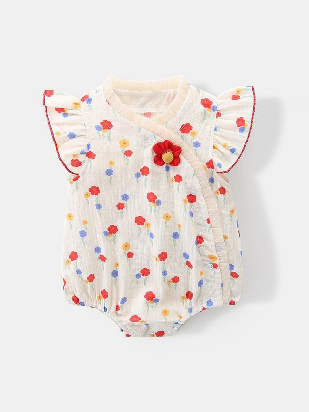 

Ju Ju Jam Girls Printed Cotton Romper, Red