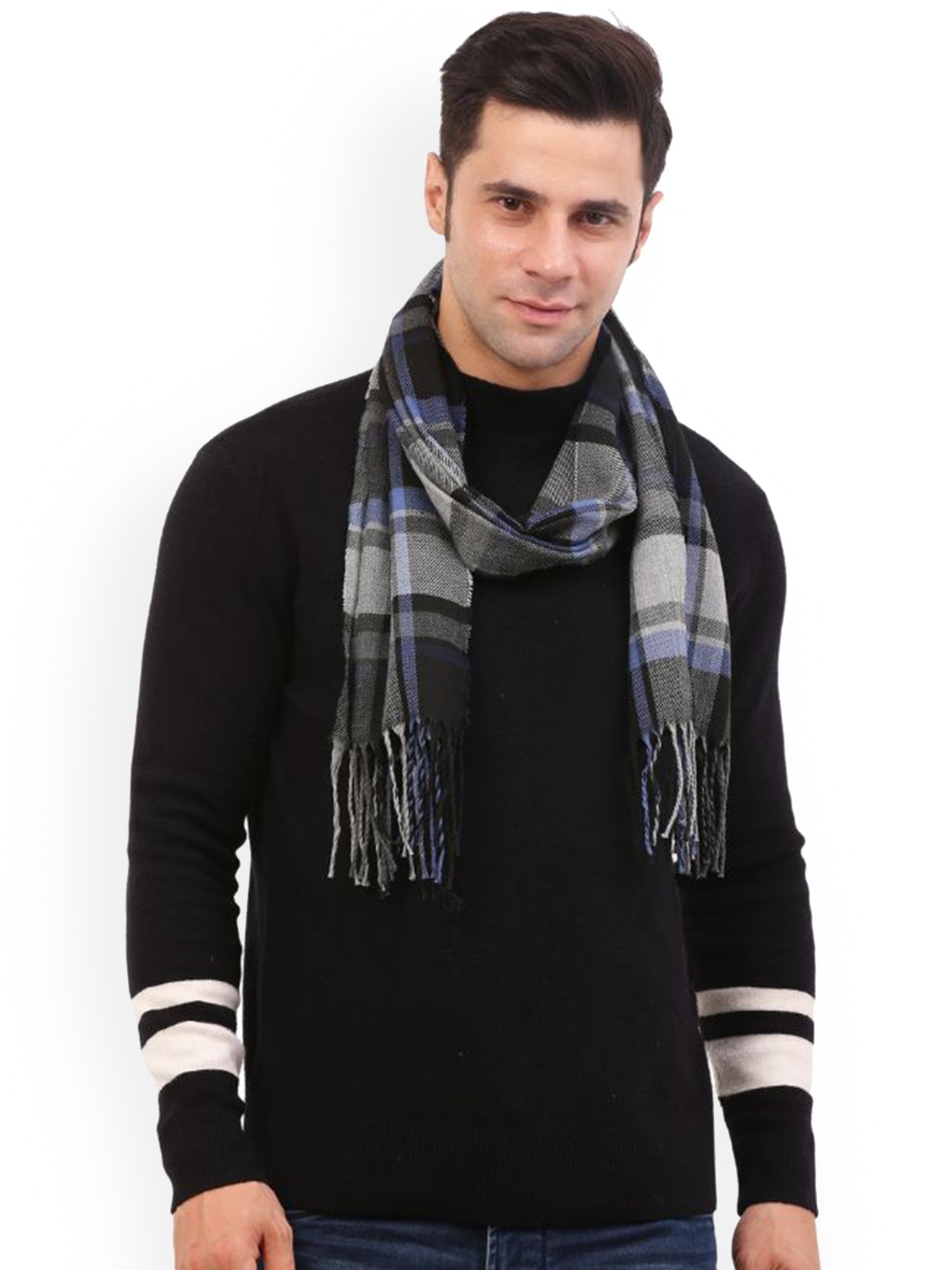 

Cazzano Men Checked Mufflers, Black