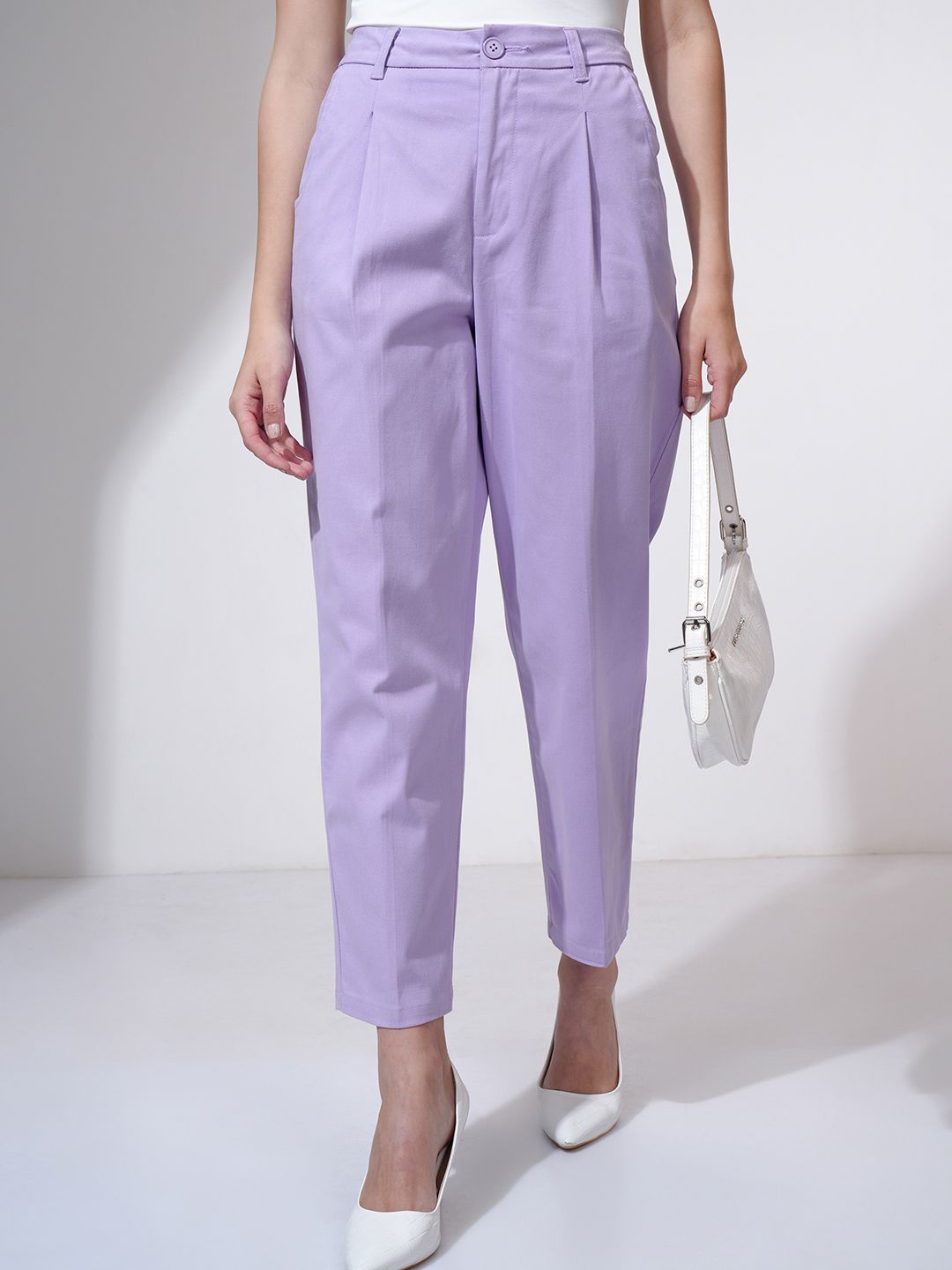 

CHIC BY TOKYO TALKIES Women Pleated Formal Trousers, Purple