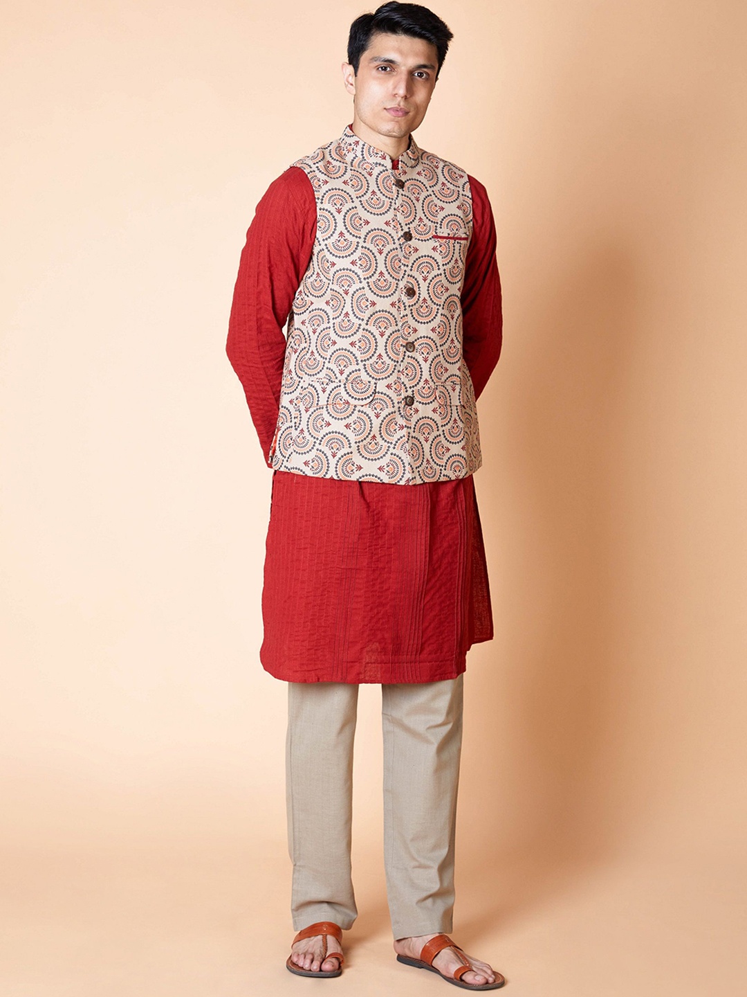 

Ekmatra Men Nehru Printed Pure Cotton Jackets, Grey
