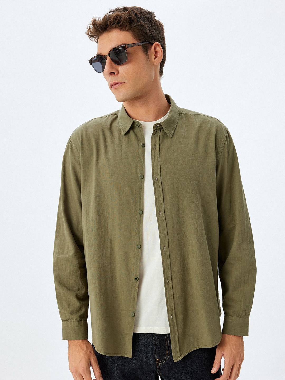 

Koton Men Opaque Casual Shirt, Khaki
