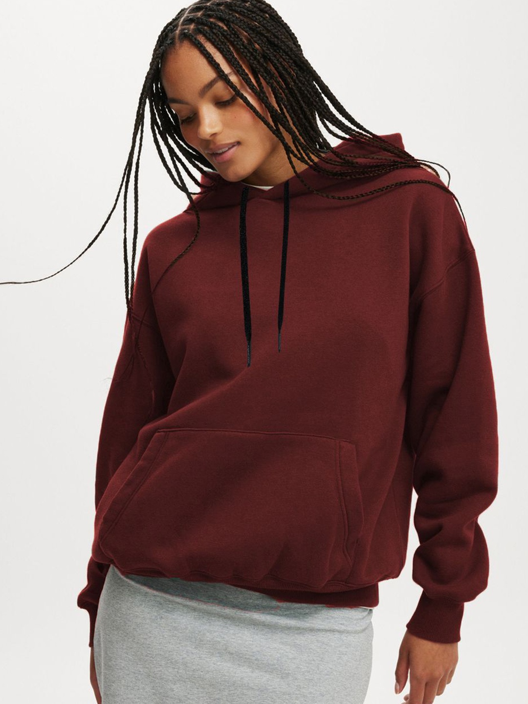 

CLAFOUTIS Women Hooded Pullover Sweatshirt, Maroon