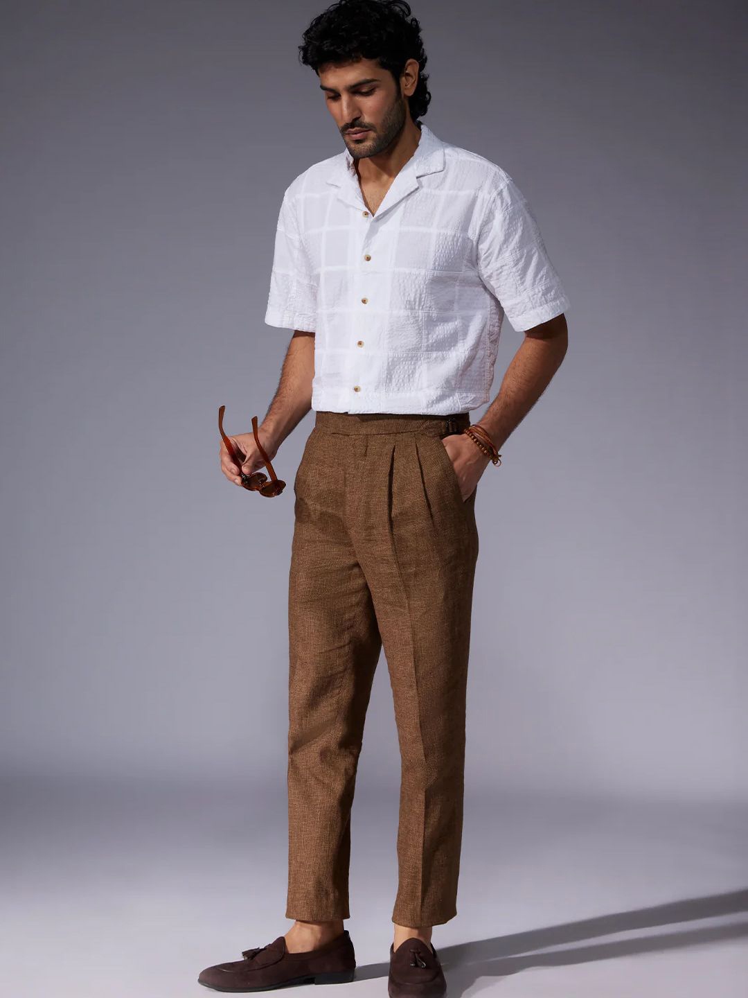 

Bombay Shirt Company Men Opaque Checked Casual Shirts, White