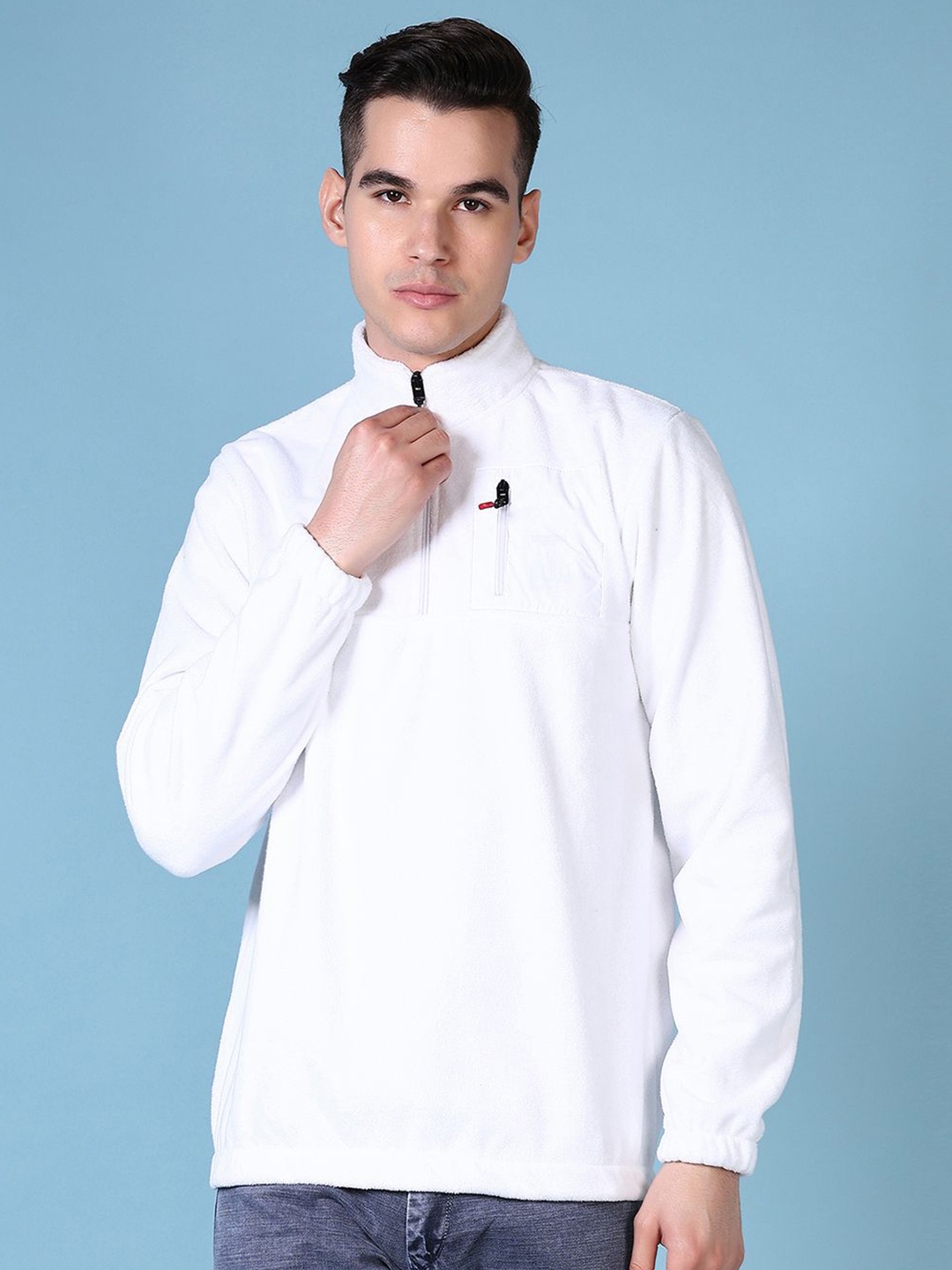 

V-Mart Men Half Zipper Sweatshirt, Off white