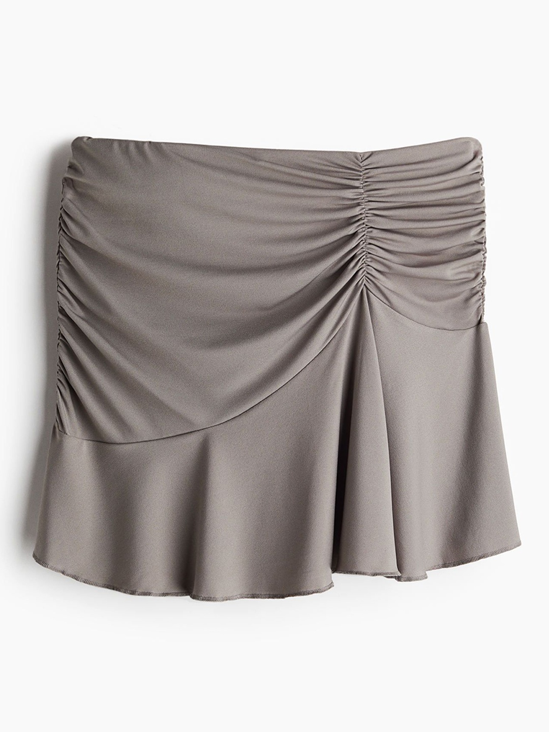

H&M Women Gathered Mini Skirt, Grey