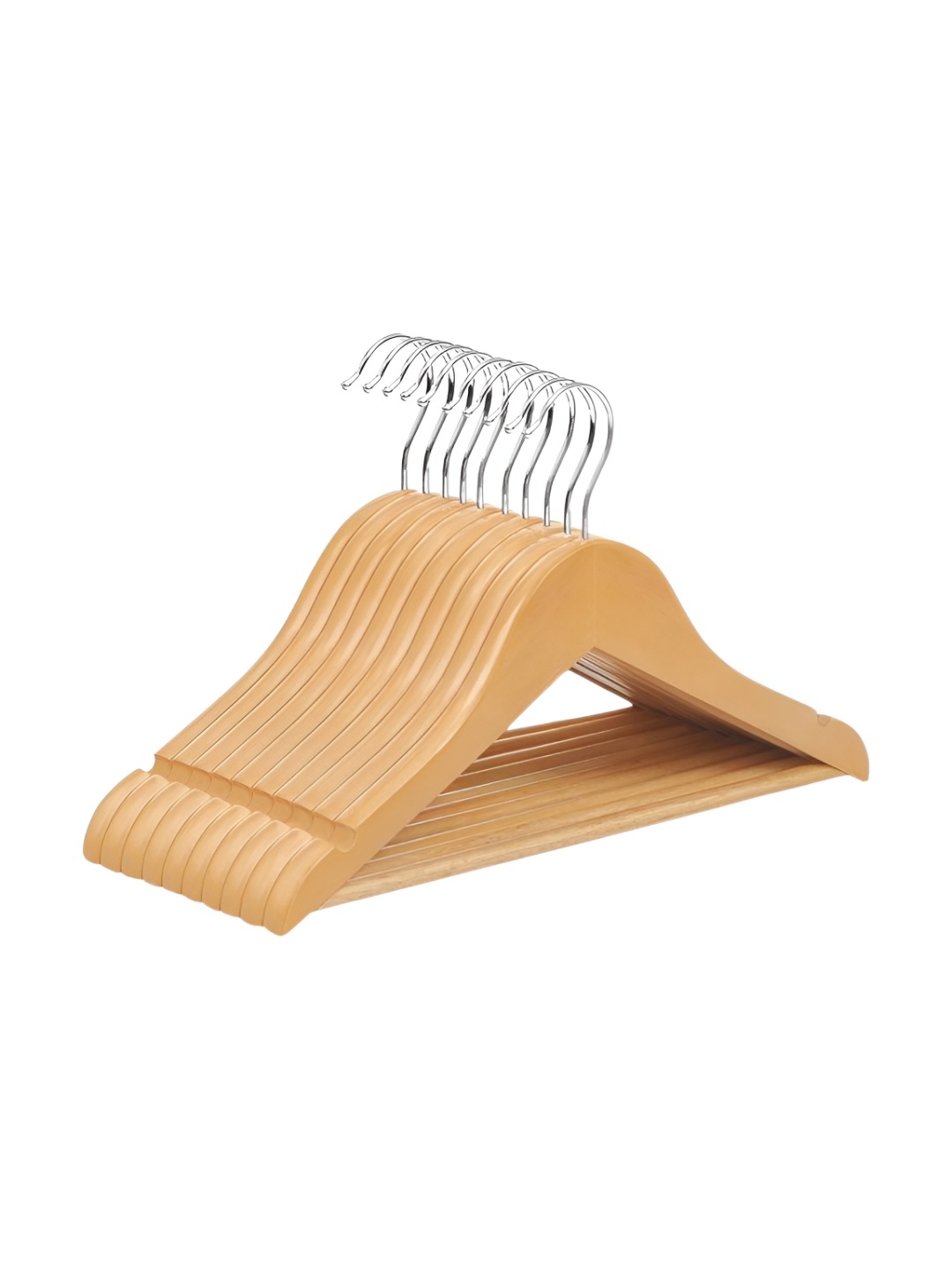 

SuperGeneriX Beige 10 Pieces Wooden Clothes Open Ended Hangers